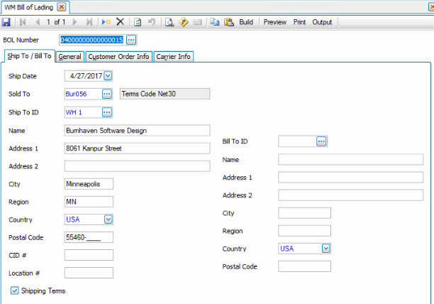 Create a Bill of Lading